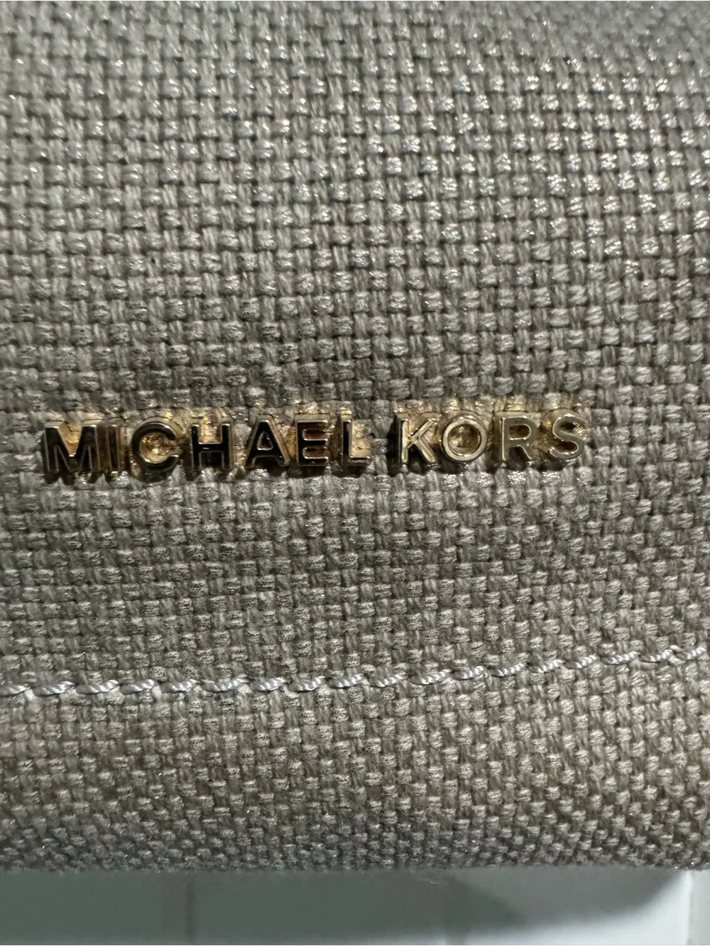 MICHAEL KORS Beige Canvas Tote with Rope Handles and Brown Trim